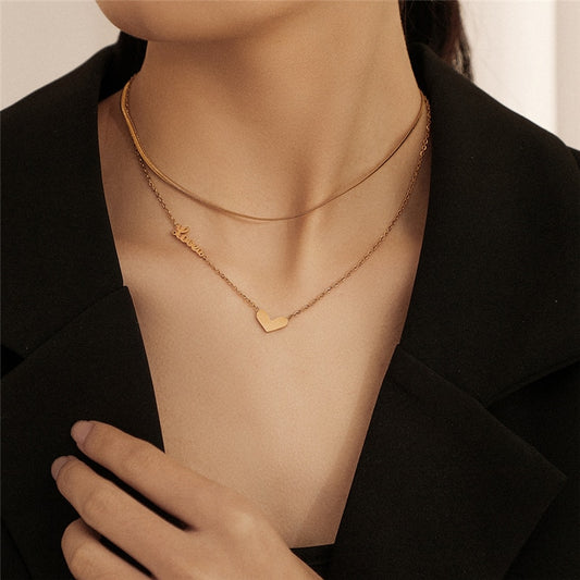 2 Layer Heart Shape Necklaces for Women